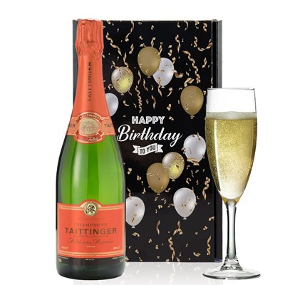 Taittinger Les Folies de la Marquetterie And Flute Happy Birthday Gift Box